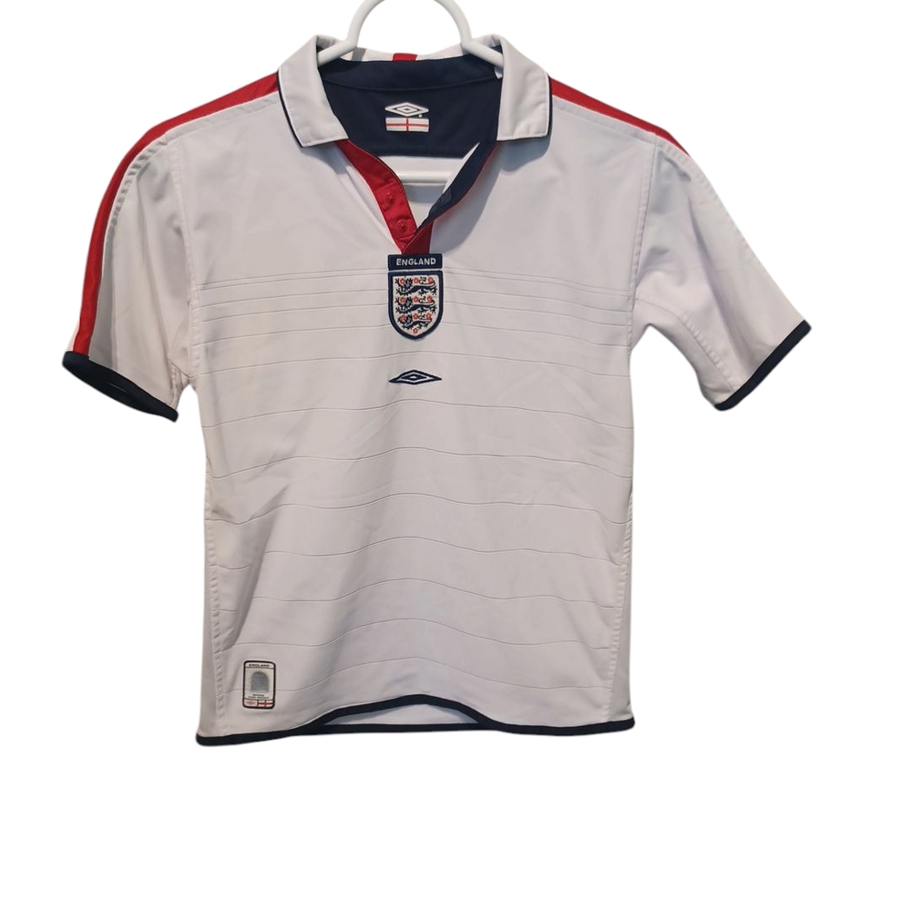 OFFICIAL Umbro Child's White,  Red & Blue England Soccer Jersey 6559